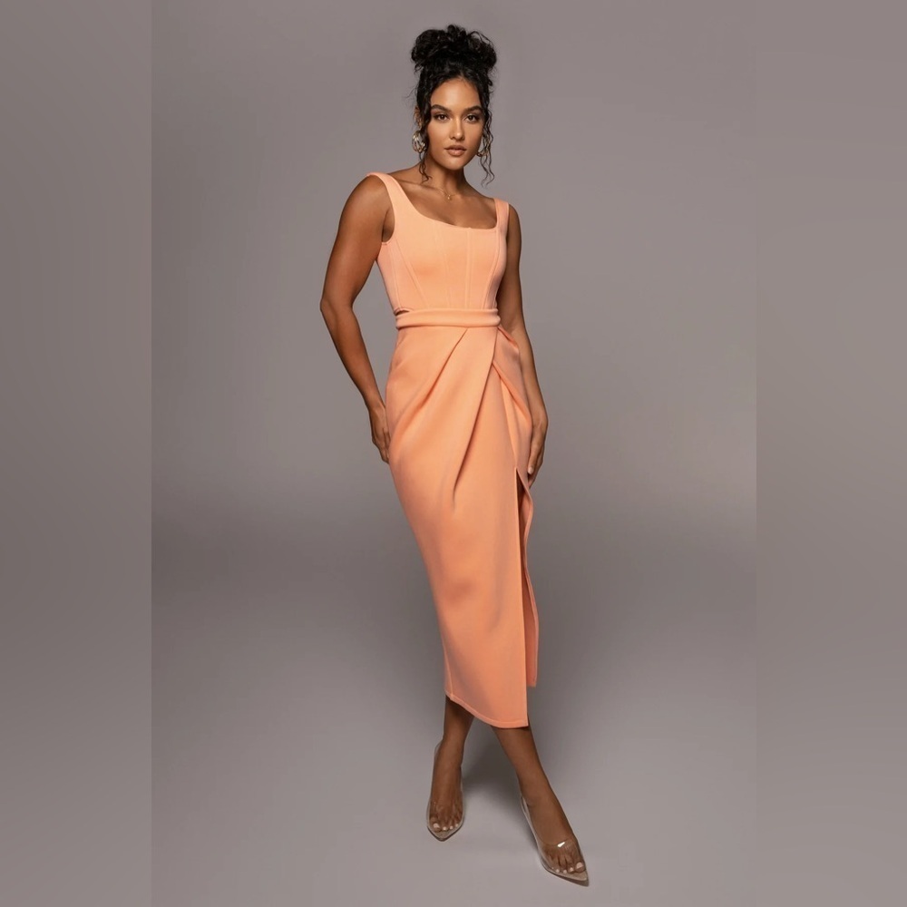 JLUXLABEL Roxanne Slit Skirt – Peach | Size Small - Picture 2 of 4
